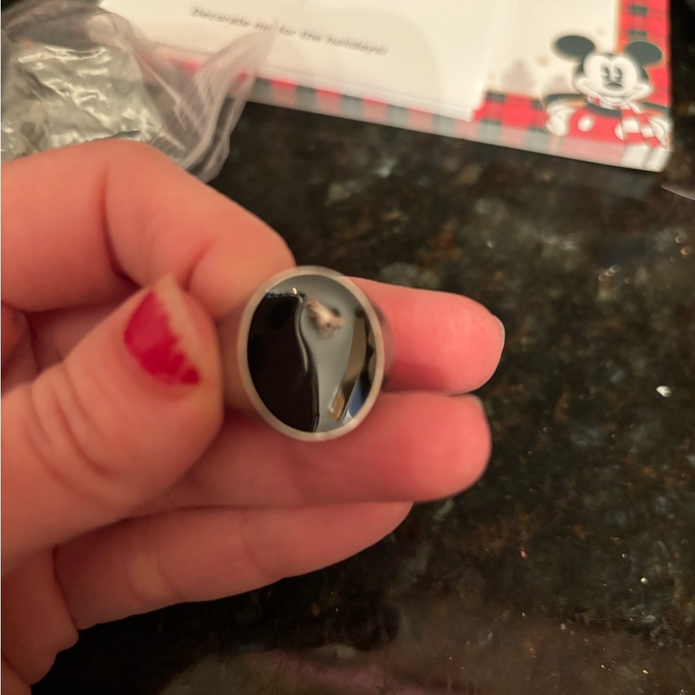 Coach Black and Silver Rexy Ring